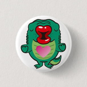 kissing alligator 1 inch round button