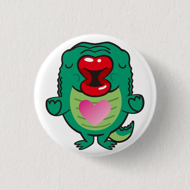 kissing alligator 1 inch round button (Front)
