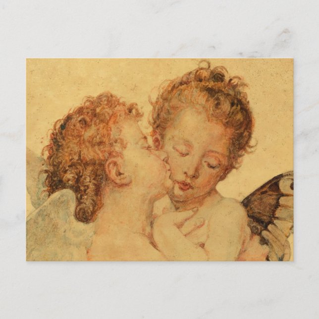 Kissing angels from Bouguereau on grunge texture Postcard (Front)