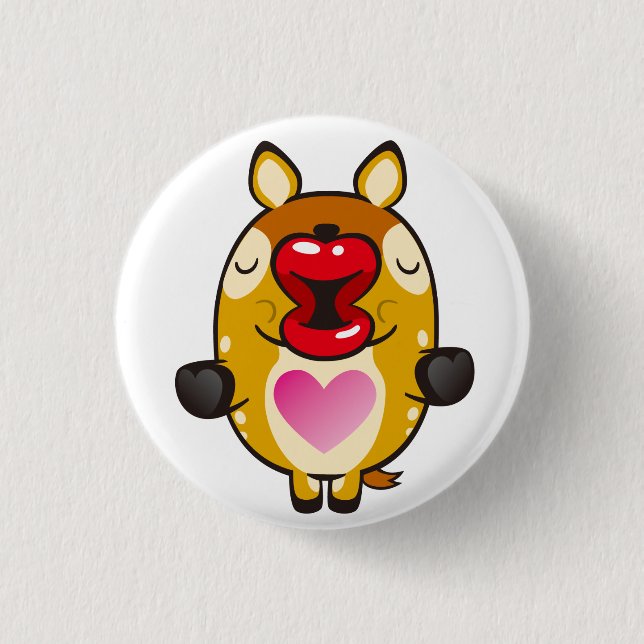 kissing bambi 1 inch round button (Front)