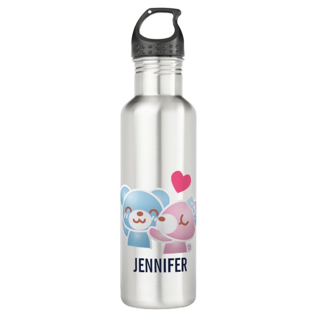 Kissing Bears Cute and Kawaii 710 Ml Water Bottle (Front)