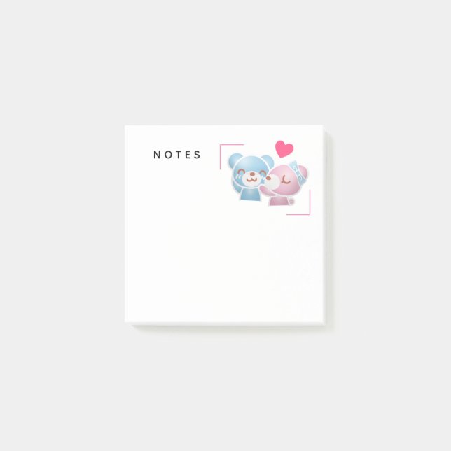 Kissing Bears Cute and Kawaii Post-it Notes (Front)