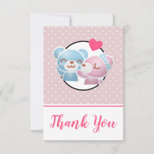 Kissing Bears Cute and Kawaii Thank You Card