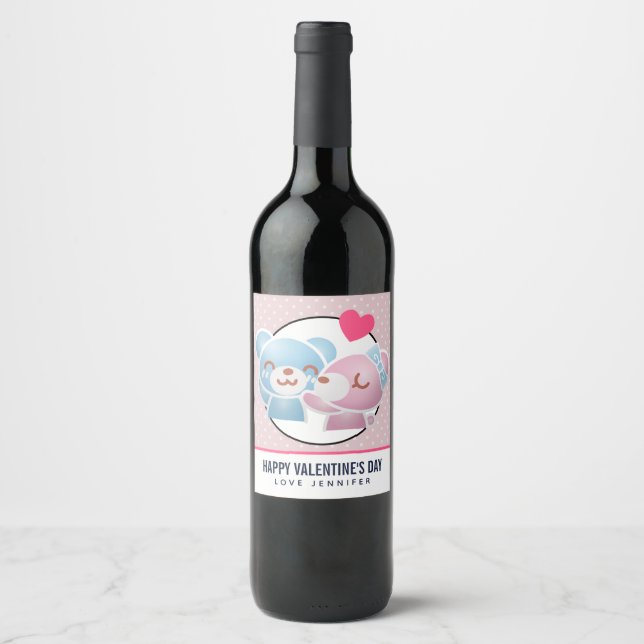 Kissing Bears Cute and Kawaii Wine Label (Front)