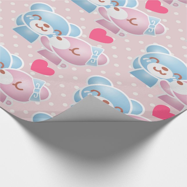 Kissing Bears Cute and Kawaii Wrapping Paper (Corner)