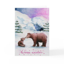 Kissing bears cute folded Christmas card