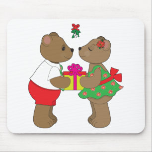 Kissing Bears Mistletoe Mouse Pad