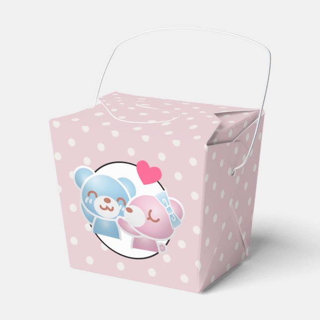 KIssing Bears on Polka Dots Cute and Kawaii Favor Box (Front Side)
