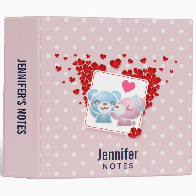 Kissing bears with Love Hearts All Around Binder (Front/Spine)