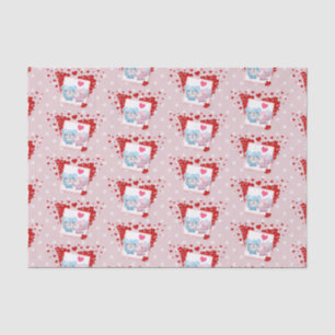 Kissing bears with Red Love Hearts All Around Tissue Paper
