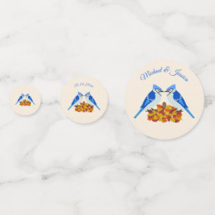 Kissing Blue Jays Fall Wedding Custom Confetti