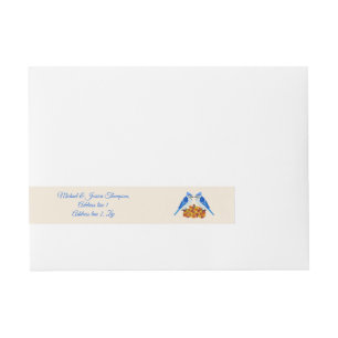 Kissing Blue Jays Fall Wedding Custom Wraparound Address Label
