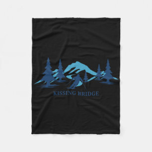 Kissing Bridge New York Ski Resort Skiing Skier  Fleece Blanket