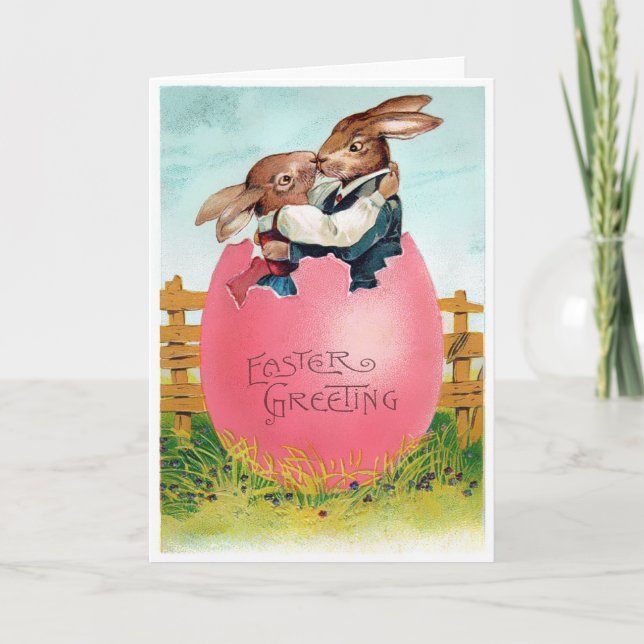Kissing Bunnies Holiday Card (Front)