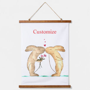 Kissing Bunny Couple Thunder_Cove Hanging Tapestry