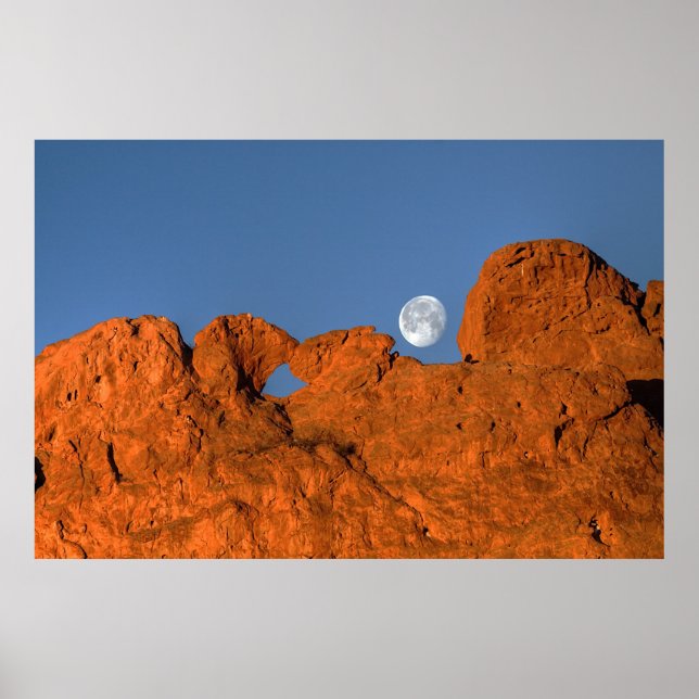 Kissing Camels Rock Formation with Full Moon Poster (Front)