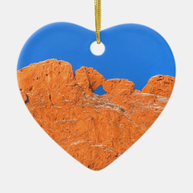 Kissing Camels with Blue Sky Ceramic Ornament (Front)
