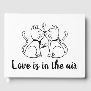Kissing Cats Black White Wedding Bridal Shower Guest Book