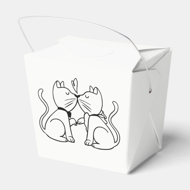 Kissing Cats Wedding Bridal Shower Black White Favor Box (Back Side)