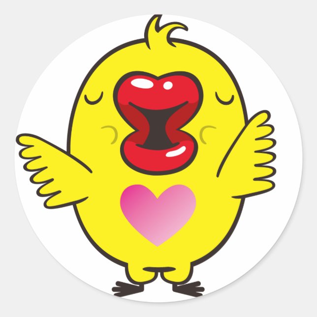 kissing chick classic round sticker (Front)