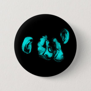 kissing chimps : neon turquoise 2 inch round button