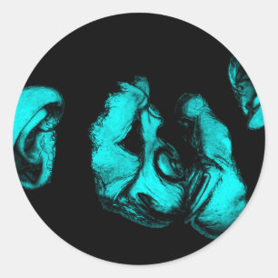 kissing chimps : neon turquoise classic round sticker