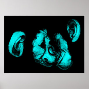 kissing chimps : neon turquoise poster