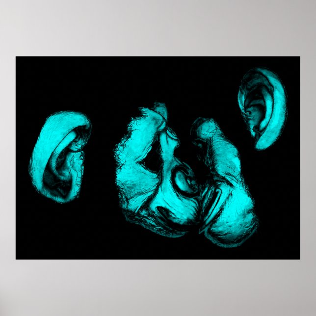 kissing chimps : neon turquoise poster (Front)