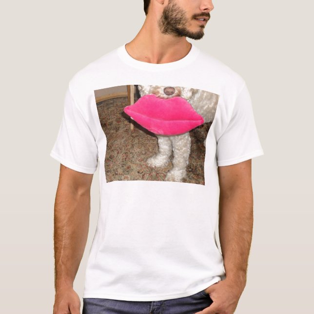 Kissing Cockapoo Dog with Lips T-Shirt (Front)