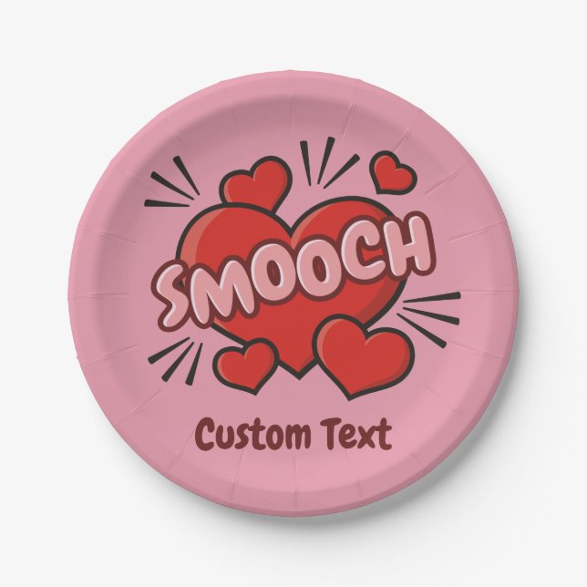 Kissing Comic Sound Effect Paper Plate (Front)