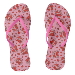 Kissing Comic Sound Effect Pattern Flip Flops
