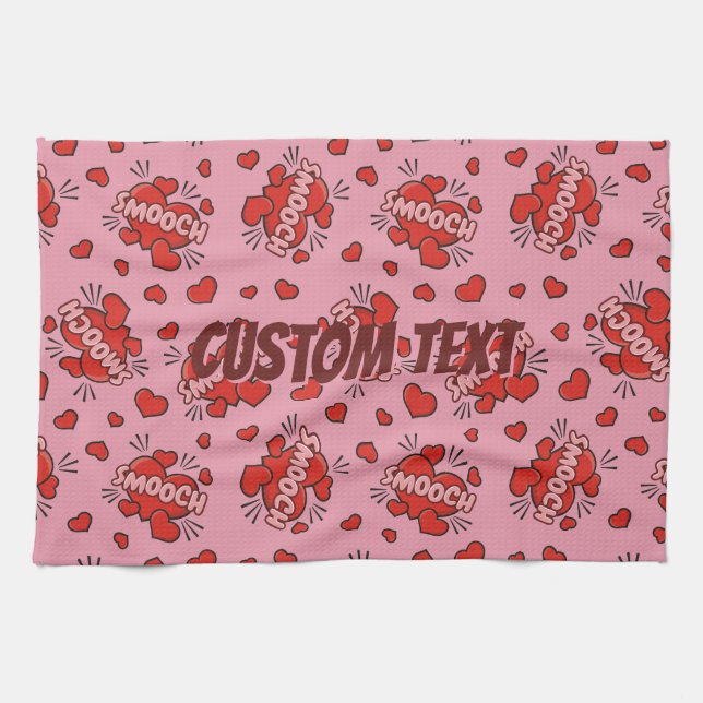 Kissing Comic Sound Effect Pattern Kitchen Towel (Horizontal)