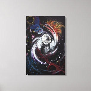 Kissing couple love surreal art Wrapped canvas