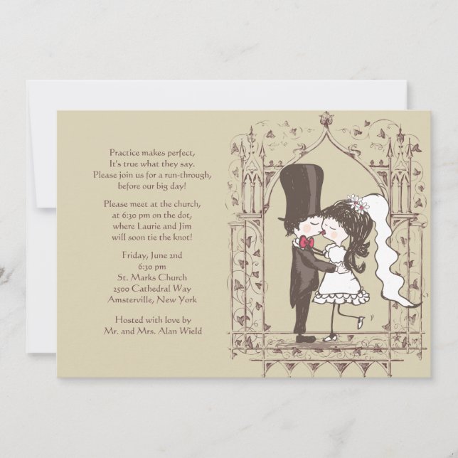 Kissing Couple Rehearsal Dinner Invitation (Front)