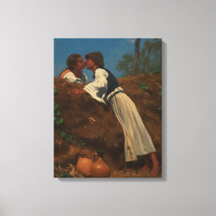 Kissing Couple (The Kiss) (by von Pettenkofen) Canvas Print