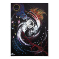 Kissing couple Yin Yang Love Surreal drawing art