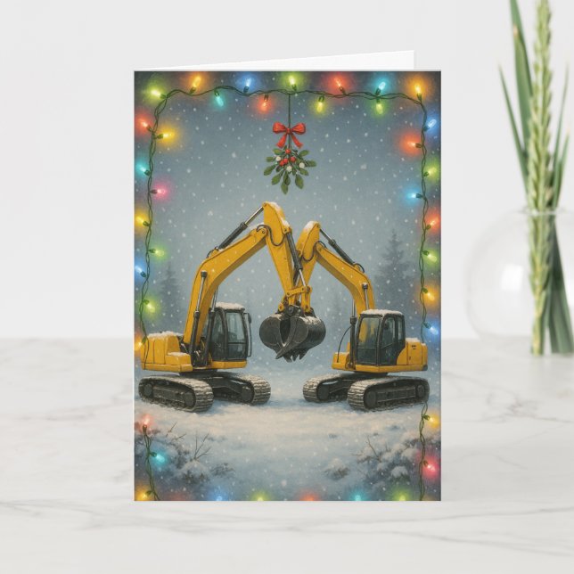 Kissing diggers Christmas card (Front)