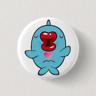 kissing dolphin 1 inch round button