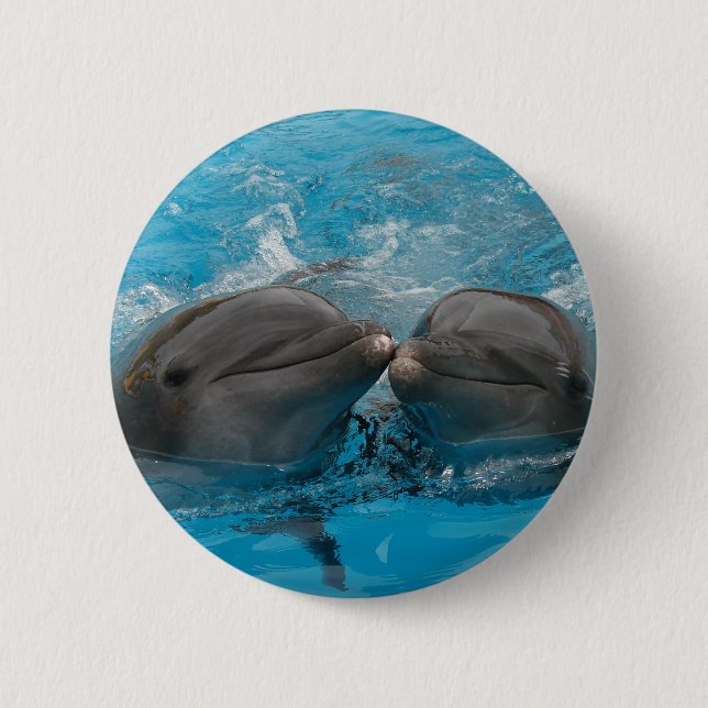 Kissing Dolphins 2 Inch Round Button (Front)