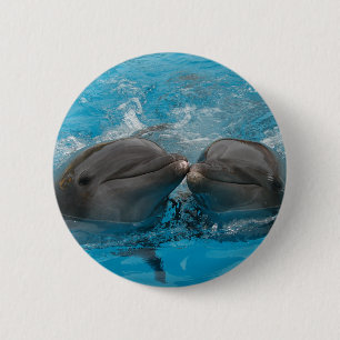 Kissing Dolphins 2 Inch Round Button