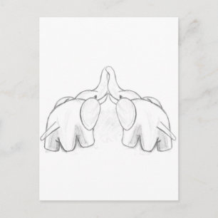 Kissing Elephants Postcard