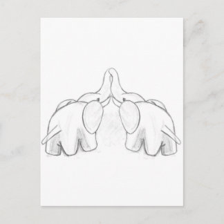 Kissing Elephants Postcard