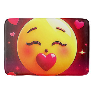 Kissing Emoji Blowing Hearts Bath Mat