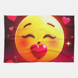 Kissing Emoji Blowing Hearts Kitchen Towel