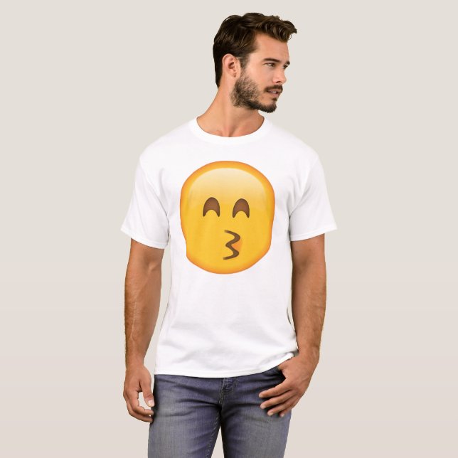 Kissing Face with Smiling Eyes - Emoji T-Shirt (Front Full)