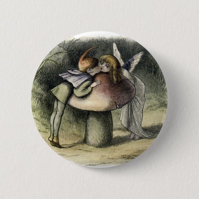 Kissing Faerie and Pixie 2 Inch Round Button (Front)