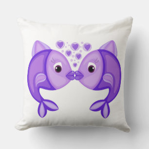 KISSING FISH THROW PILLOW