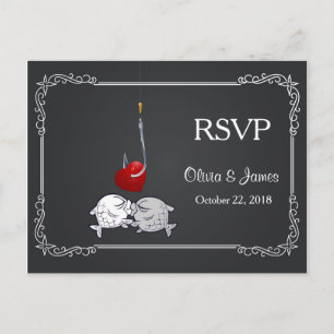 Kissing Fish Wedding RSVP Card