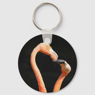 Kissing flamingos keychain