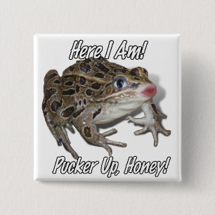 Kissing Frog - Pucker Up, Honey! 2 Inch Square Button